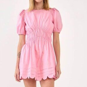 English Factory Scallop Detail Mini Dress